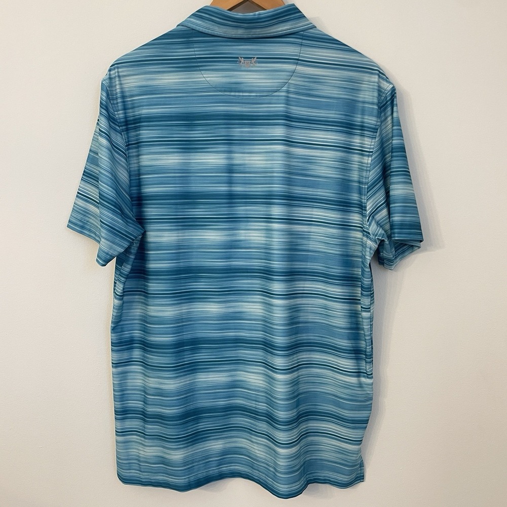 Hickey Freeman Performance Fabric Aqua Polo Golf Shirt Men's Medium Stretch - Picture 14 of 14